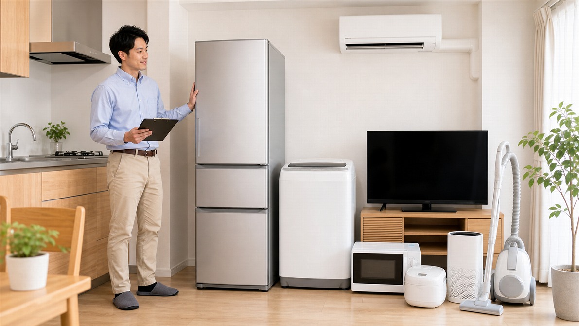 小平市で買取できる冷蔵庫・洗濯機・家電を確認する買取名人スタッフ